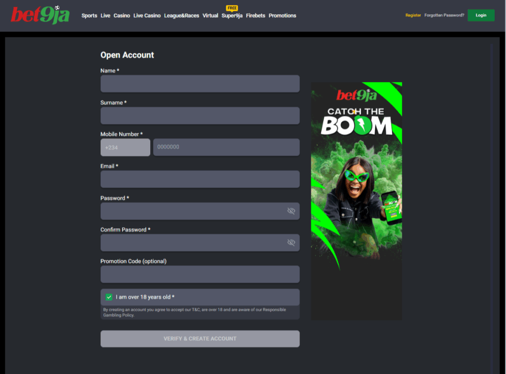 Bet9ja Sign Up